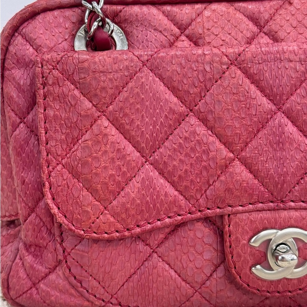 Chanel Red Python Quilted Classic Shoulder Bag - Picture 3 of 16